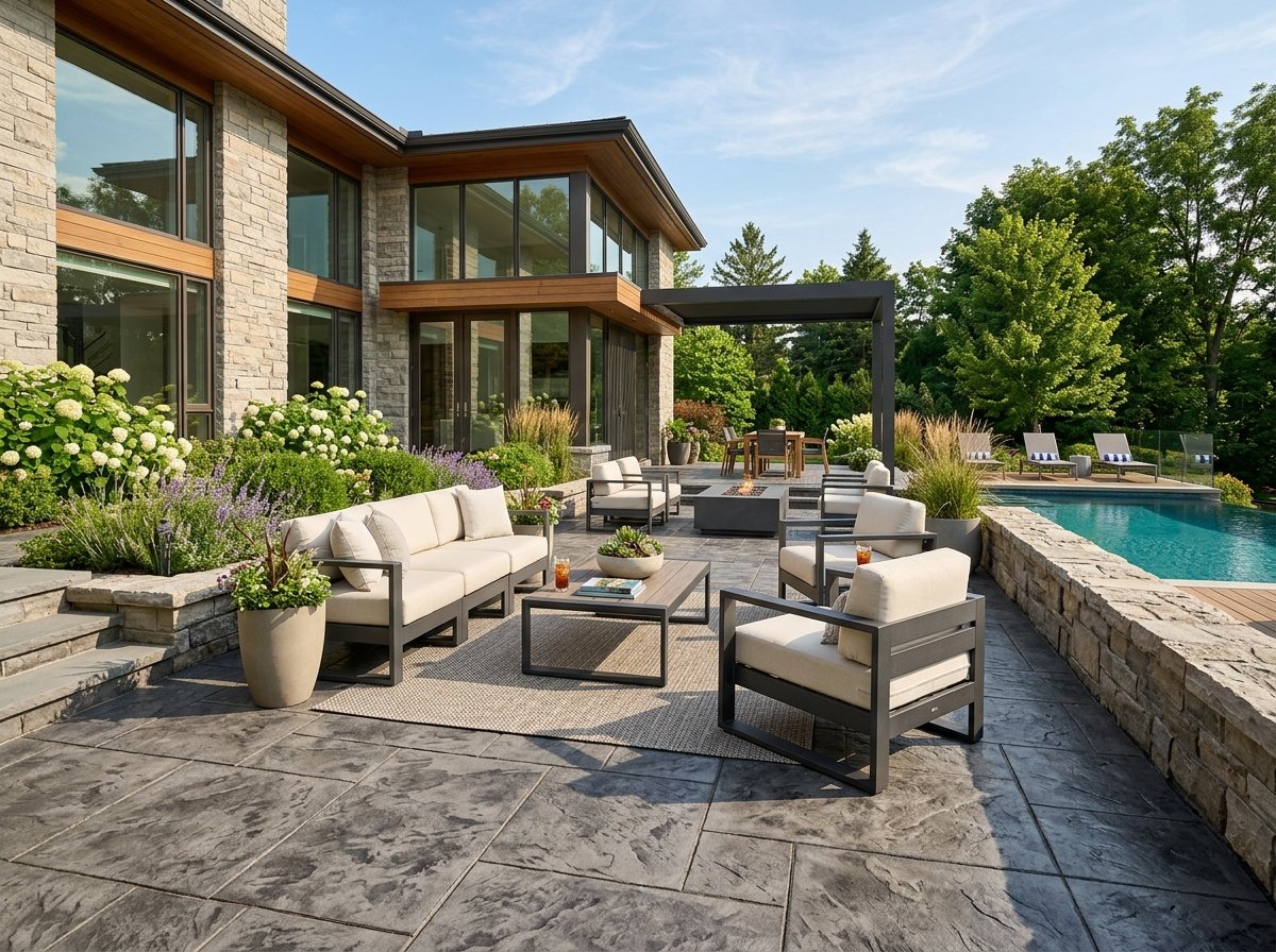 Stamped slate concrete patio